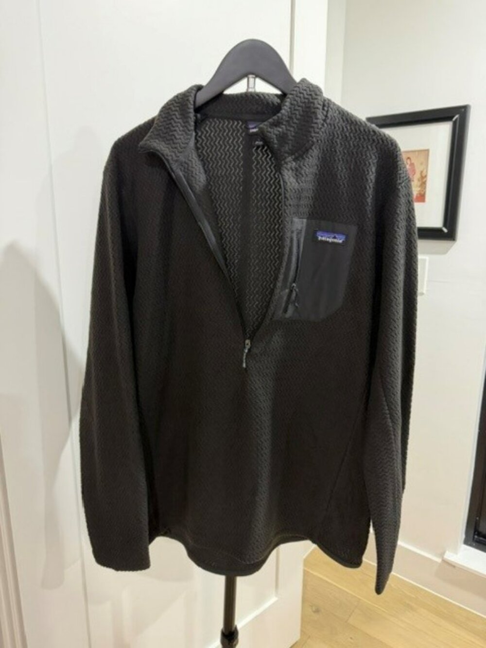 Men's Patagonia Fleece Half Zip Windbreaker/Light Jacket - Black in Large